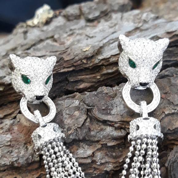 14K White Gold Coating Panther Necklace Set *101 - Picture 3 of 12